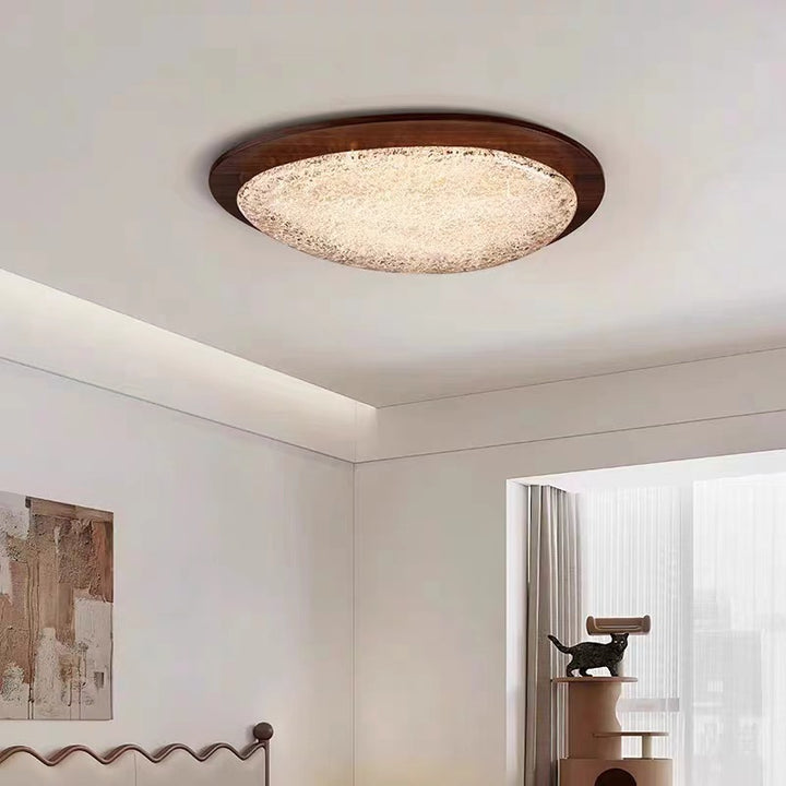 Moderne Luxus ovale Deckenleuchte aus Edelstahl mit Cracked Ice Harz und LED für das Schlafzimmer 