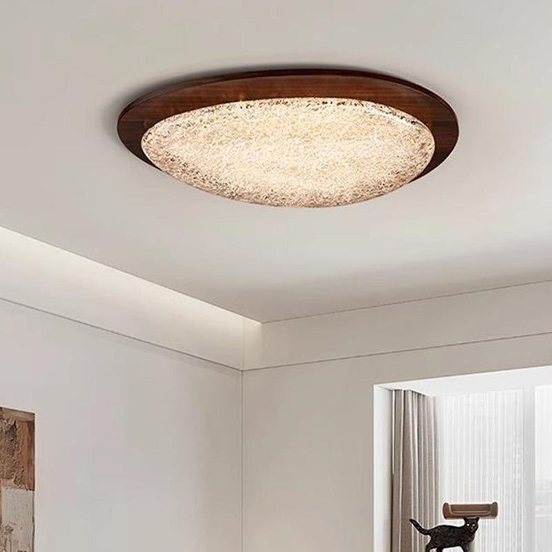 Moderne Luxus ovale Deckenleuchte aus Edelstahl mit Cracked Ice Harz und LED für das Schlafzimmer 