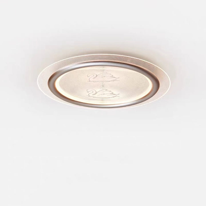 Plafonnier LED contemporain pour enfants nordiques en forme de cygne rond en fer, aluminium et acrylique pour chambre 