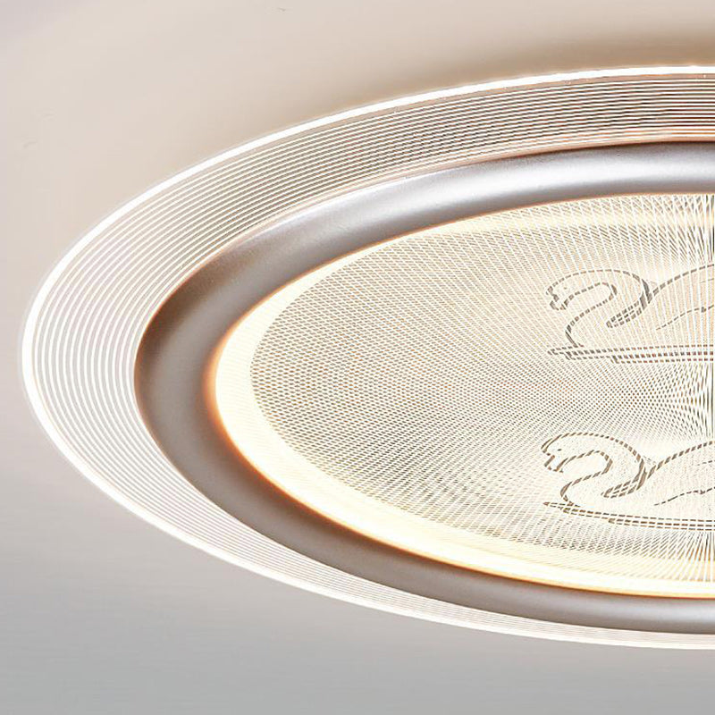 Plafonnier LED contemporain pour enfants nordiques en forme de cygne rond en fer, aluminium et acrylique pour chambre 