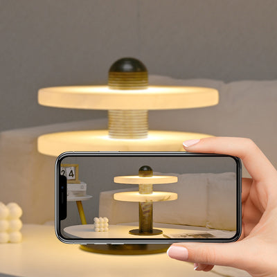 Lampe de table LED contemporaine créative ronde en marbre métal acrylique pour chambre 