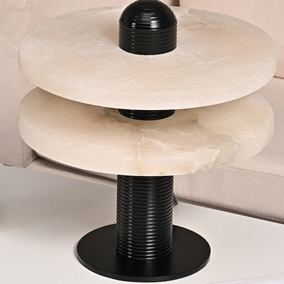 Lampe de table LED contemporaine créative ronde en marbre métal acrylique pour chambre 