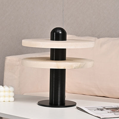 Lampe de table LED contemporaine créative ronde en marbre métal acrylique pour chambre 