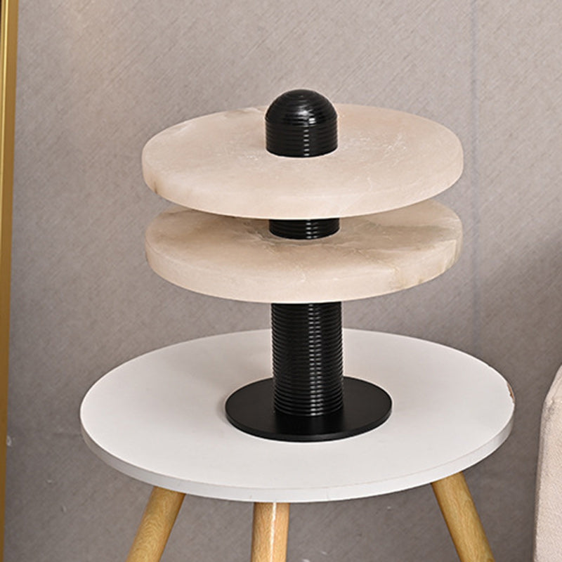 Lampe de table LED contemporaine créative ronde en marbre métal acrylique pour chambre 