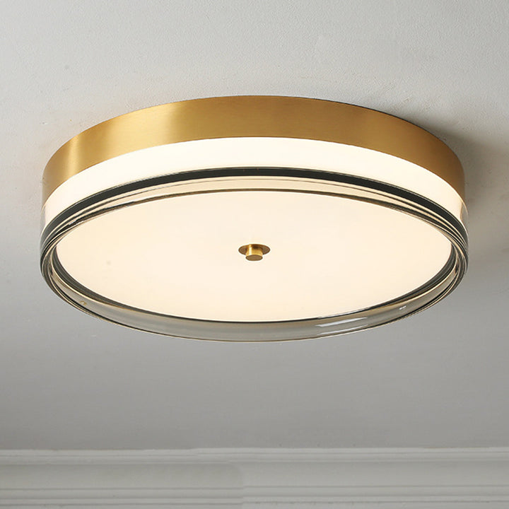 Zeitgenössische nordische runde Kupfer-Acryl-LED-Deckenleuchte für das Schlafzimmer 