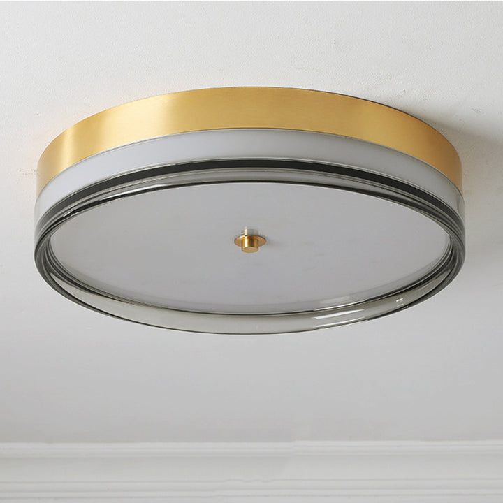 Zeitgenössische nordische runde Kupfer-Acryl-LED-Deckenleuchte für das Schlafzimmer 
