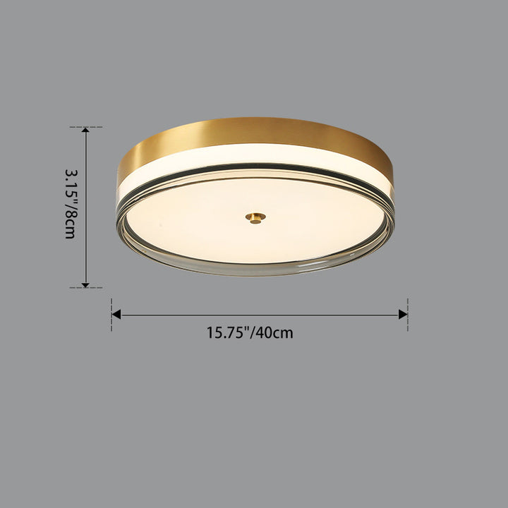 Zeitgenössische nordische runde Kupfer-Acryl-LED-Deckenleuchte für das Schlafzimmer 