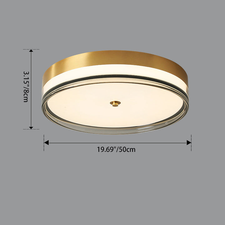 Zeitgenössische nordische runde Kupfer-Acryl-LED-Deckenleuchte für das Schlafzimmer 