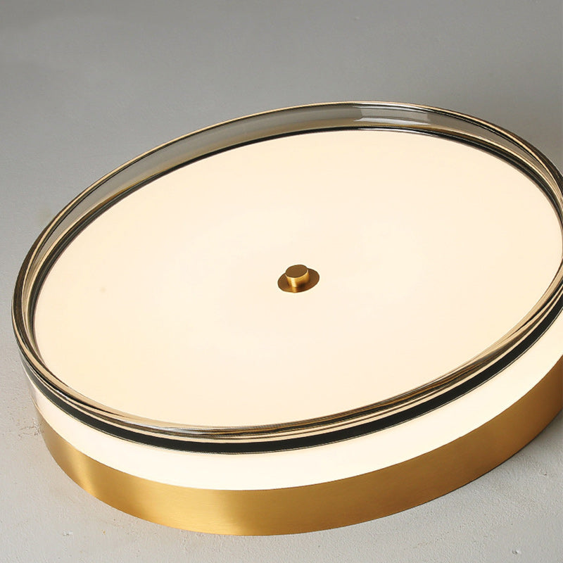 Zeitgenössische nordische runde Kupfer-Acryl-LED-Deckenleuchte für das Schlafzimmer 