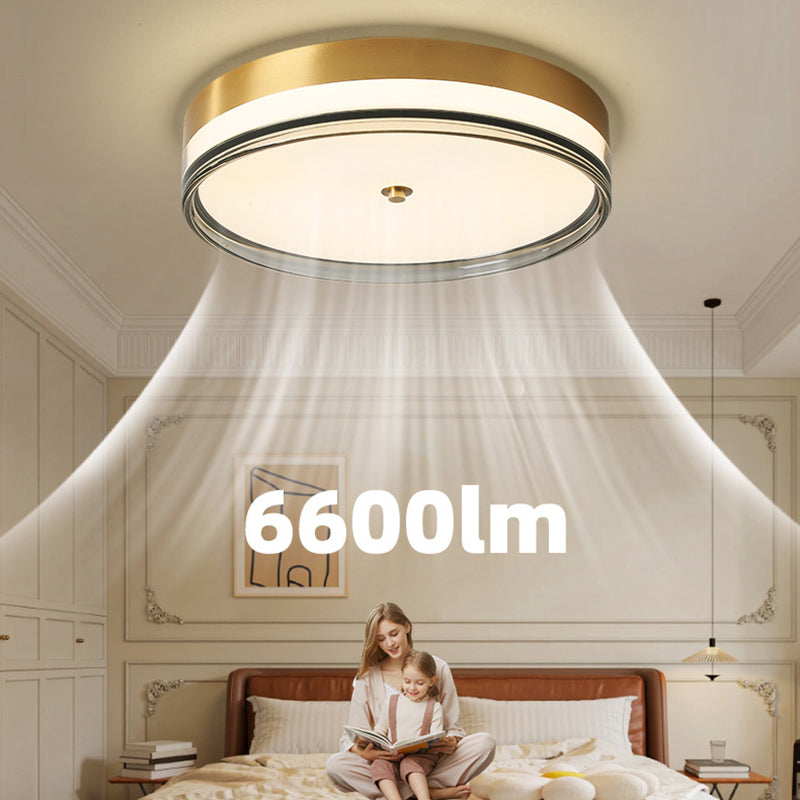 Zeitgenössische nordische runde Kupfer-Acryl-LED-Deckenleuchte für das Schlafzimmer 