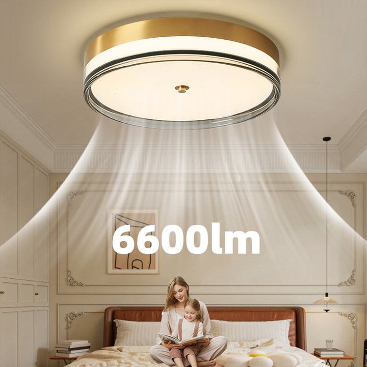 Zeitgenössische nordische runde Kupfer-Acryl-LED-Deckenleuchte für das Schlafzimmer 