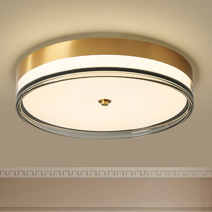 Zeitgenössische nordische runde Kupfer-Acryl-LED-Deckenleuchte für das Schlafzimmer 