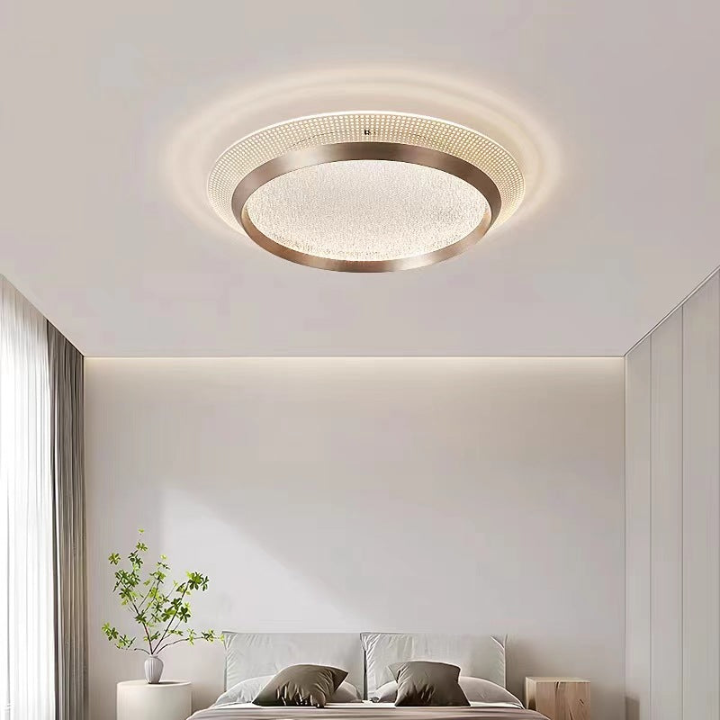 Zeitgenössische skandinavische runde Aluminium-Acryl-LED-Deckenleuchte für das Schlafzimmer 