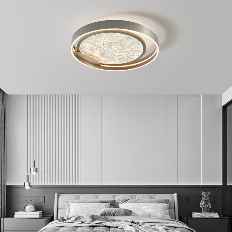 Plafonnier LED Rond en Métal Aluminium Acrylique Simplicité Moderne pour Chambre 