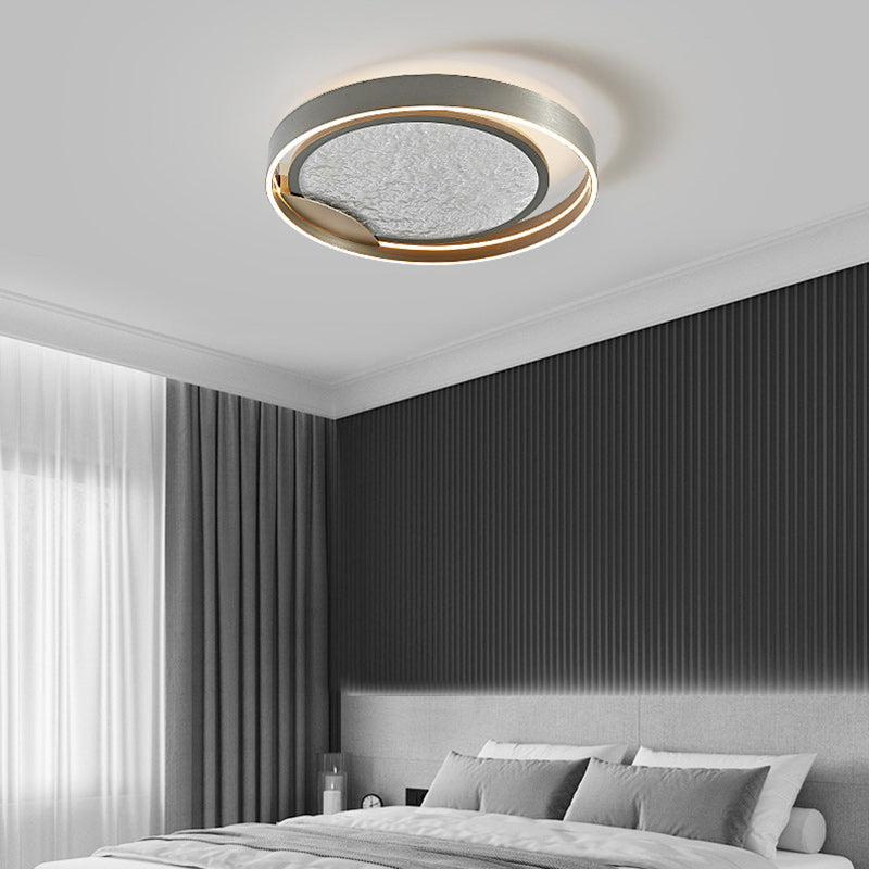 Plafonnier LED Rond en Métal Aluminium Acrylique Simplicité Moderne pour Chambre 