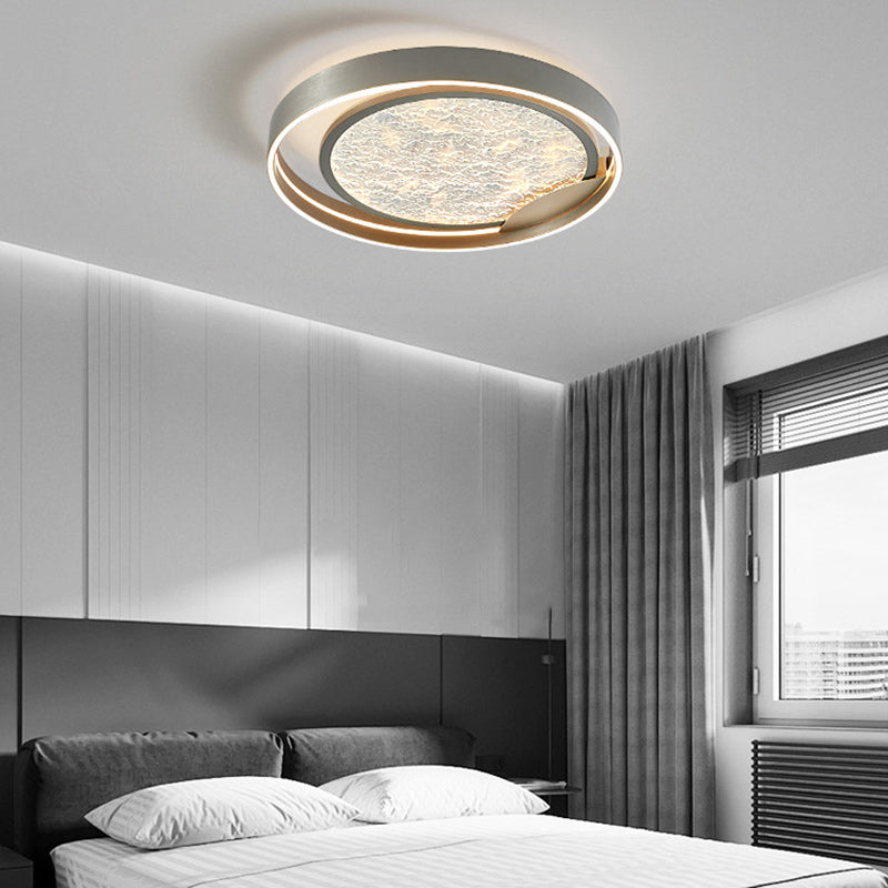 Plafonnier LED Rond en Métal Aluminium Acrylique Simplicité Moderne pour Chambre 