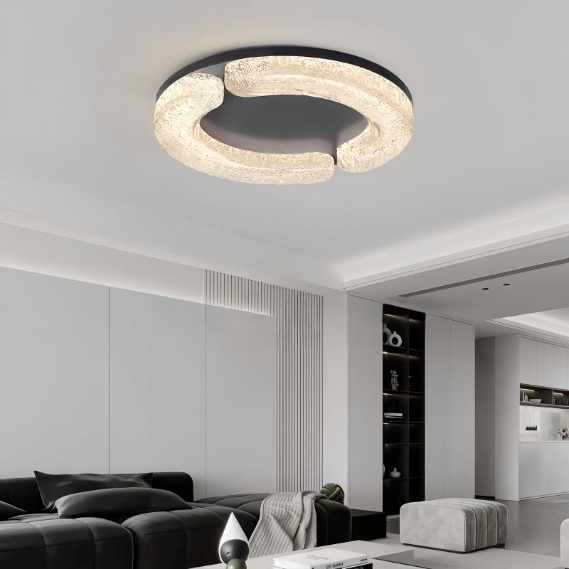 Lumière de plafond encastrée LED moderne de luxe ronde en acier inoxydable platine résine pour chambre 