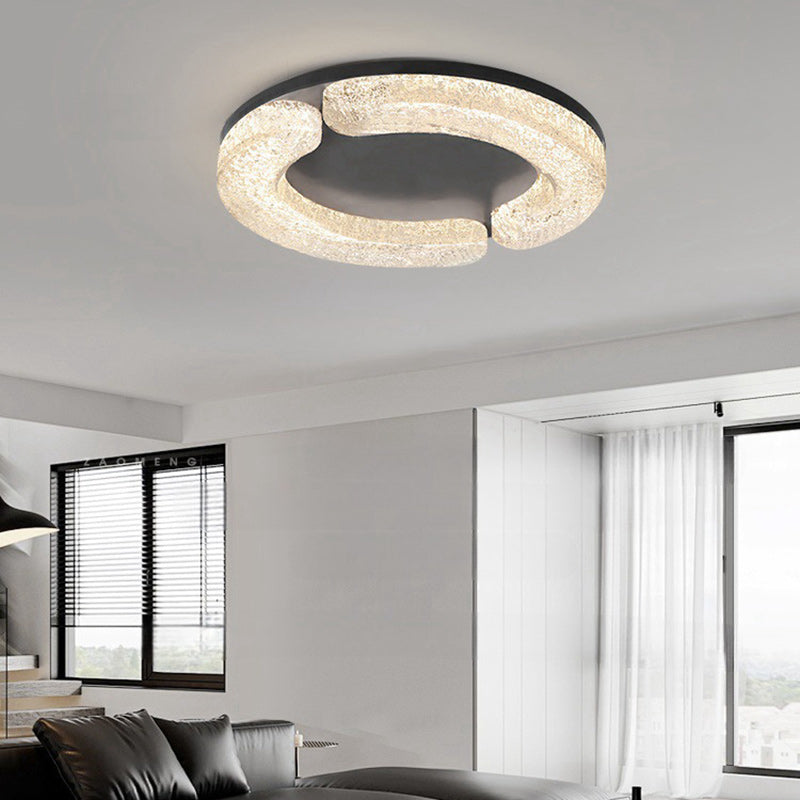 Lumière de plafond encastrée LED moderne de luxe ronde en acier inoxydable platine résine pour chambre 