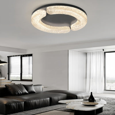Luz de techo LED empotrada moderna de lujo redonda de acero inoxidable platino resina para dormitorio 