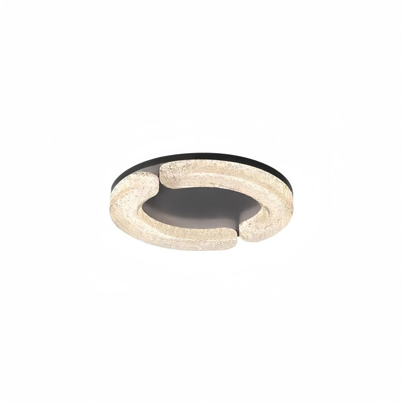 Luz de techo LED empotrada moderna de lujo redonda de acero inoxidable platino resina para dormitorio 