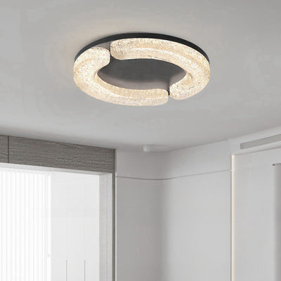 Luz de techo LED empotrada moderna de lujo redonda de acero inoxidable platino resina para dormitorio 