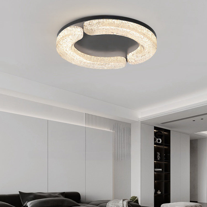 Lumière de plafond encastrée LED moderne de luxe ronde en acier inoxydable platine résine pour chambre 