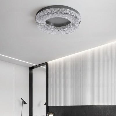 Luz de techo LED empotrada moderna de lujo redonda de acero inoxidable platino resina para dormitorio 