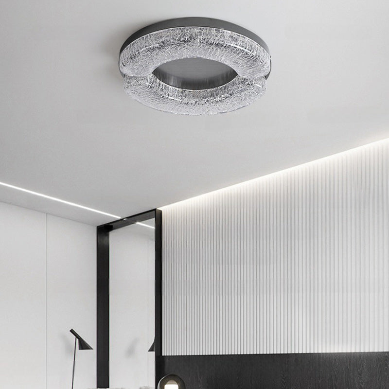 Luz de techo LED empotrada moderna de lujo redonda de acero inoxidable platino resina para dormitorio 