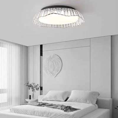 Luz de techo LED semi-empotrada de resina de aluminio redonda minimalista moderna para dormitorio 