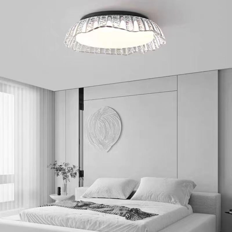 Luz de techo LED semi-empotrada de resina de aluminio redonda minimalista moderna para dormitorio 