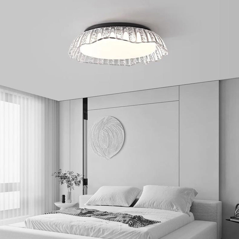 Luz de techo LED semi-empotrada de resina de aluminio redonda minimalista moderna para dormitorio 