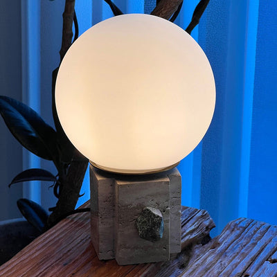 Lampe de table globe lunaire contemporaine avec verre en marbre, 1 lumière pour la décoration de chambre 