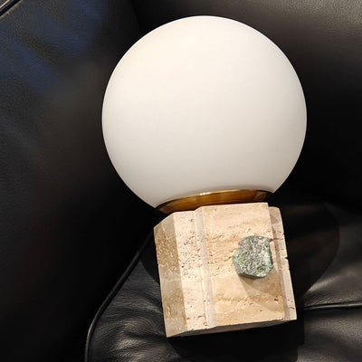 Lampe de table globe lunaire contemporaine avec verre en marbre, 1 lumière pour la décoration de chambre 