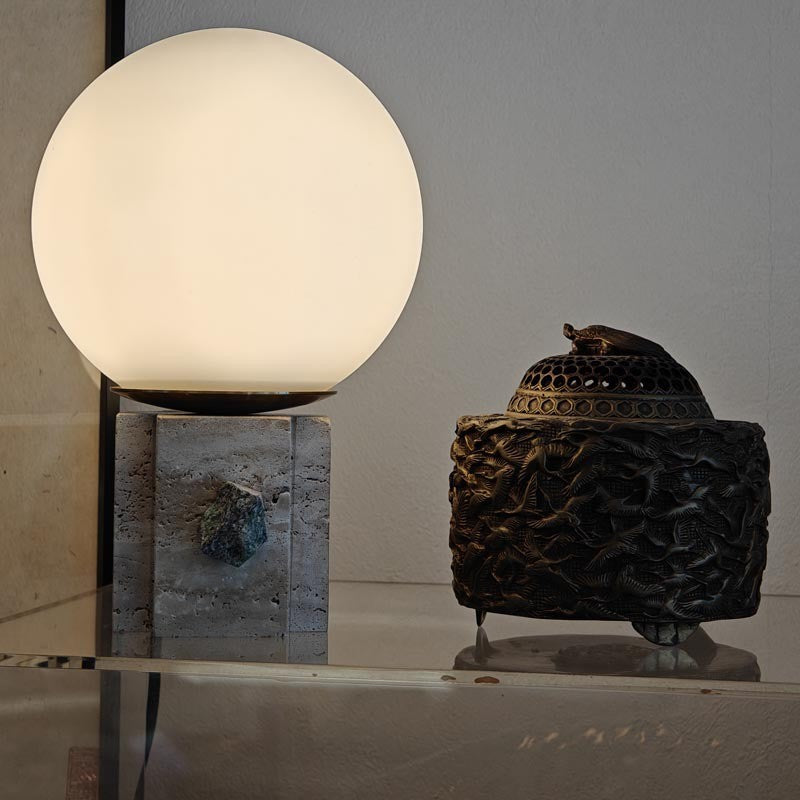 Lampe de table globe lunaire contemporaine avec verre en marbre, 1 lumière pour la décoration de chambre 
