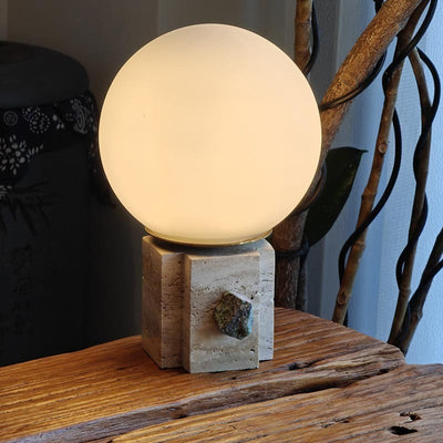Lampe de table globe lunaire contemporaine avec verre en marbre, 1 lumière pour la décoration de chambre 