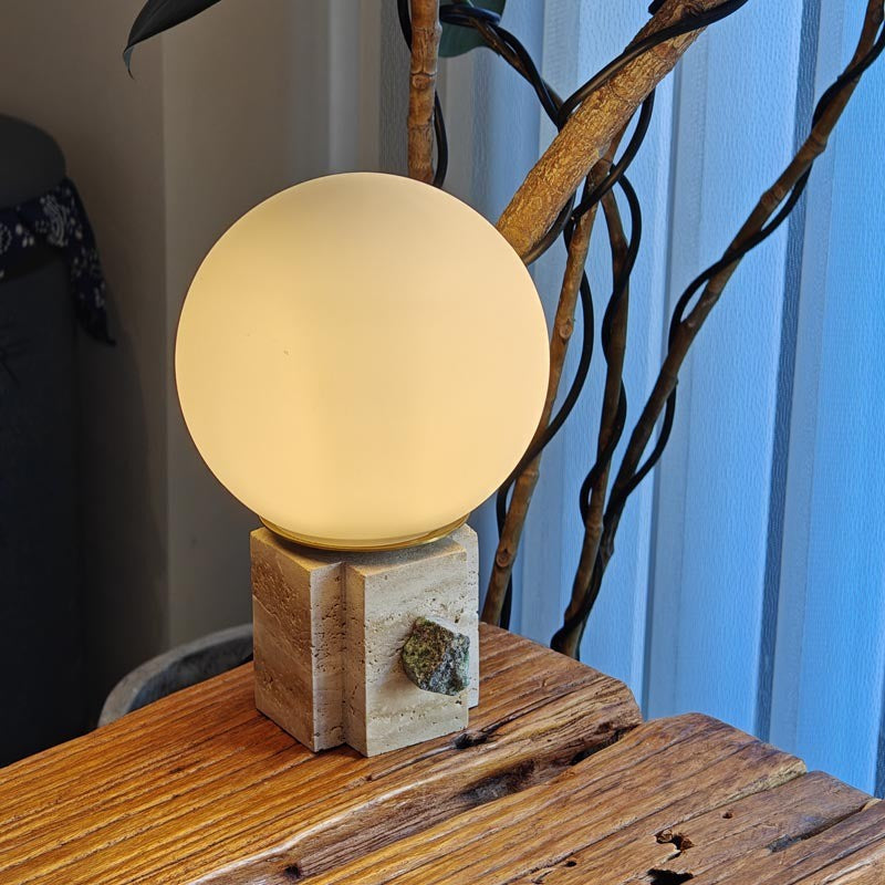 Lampe de table globe lunaire contemporaine avec verre en marbre, 1 lumière pour la décoration de chambre 