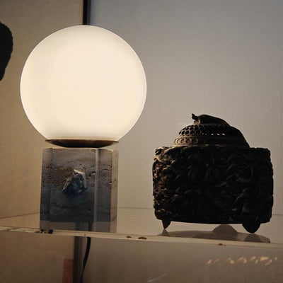 Lampe de table globe lunaire contemporaine avec verre en marbre, 1 lumière pour la décoration de chambre 