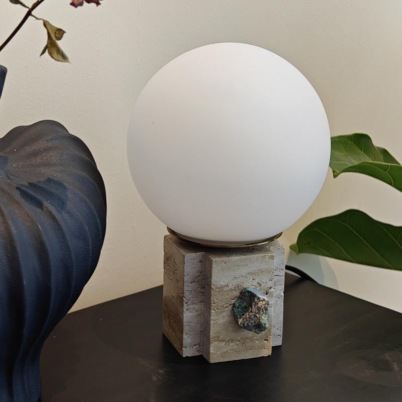 Lampe de table globe lunaire contemporaine avec verre en marbre, 1 lumière pour la décoration de chambre 