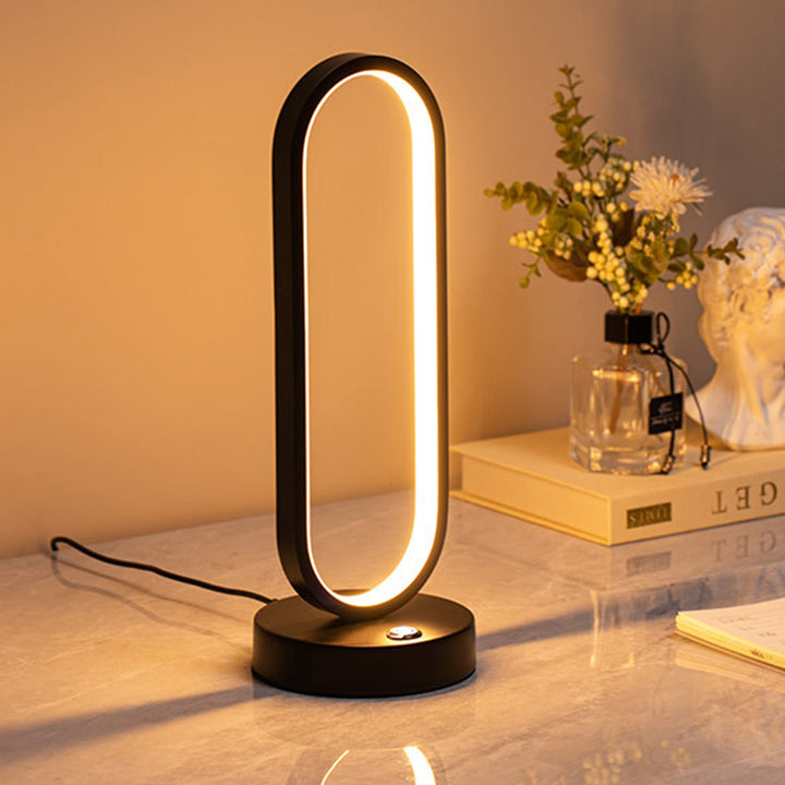 Moderne Einfachheit Oval Eisen Silikon Aluminium LED Tischlampe für das Schlafzimmer 