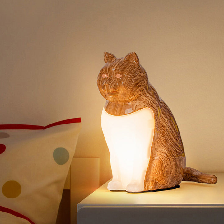 Modern Art Deco Cute Kitty Plastic Table Lamp LED for Bedroom