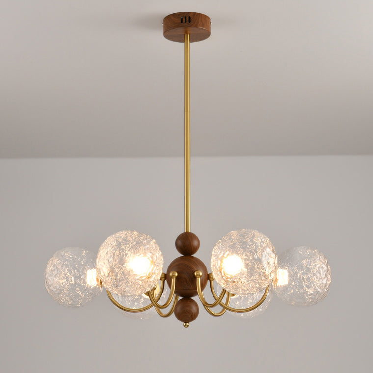 Traditional French Spherical Iron Glass LED Chandelier for Living Room