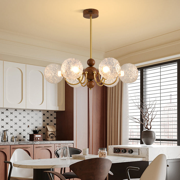Traditional French Spherical Iron Glass LED Chandelier for Living Room