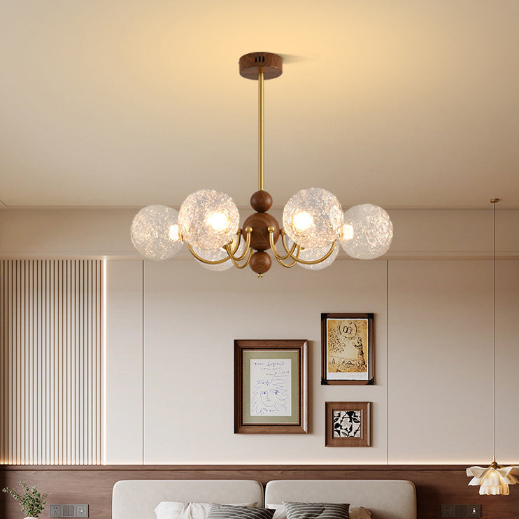 Traditional French Spherical Iron Glass LED Chandelier for Living Room