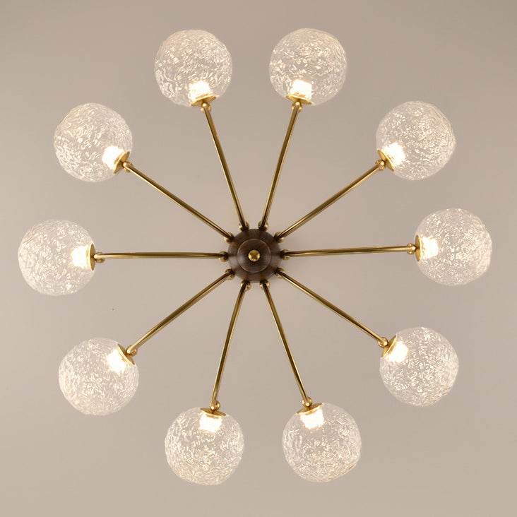 Traditional French Spherical Iron Glass LED Chandelier for Living Room