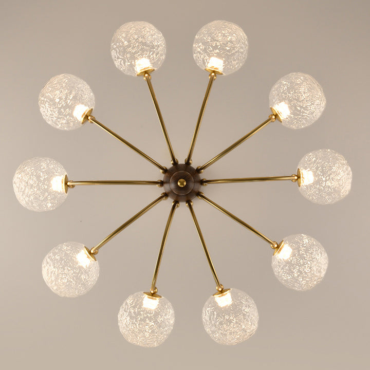 Traditional French Spherical Iron Glass LED Chandelier for Living Room