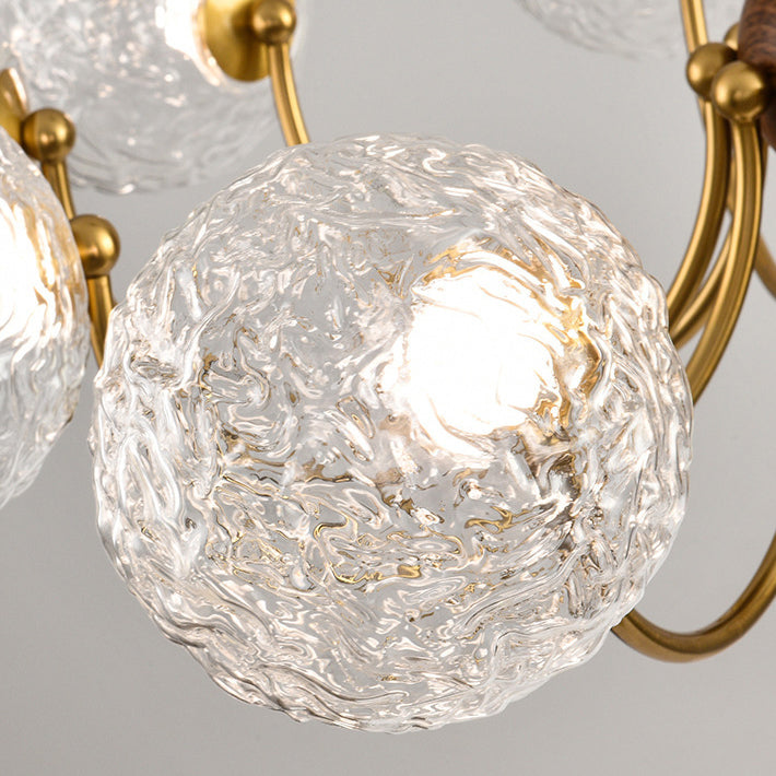 Traditional French Spherical Iron Glass LED Chandelier for Living Room