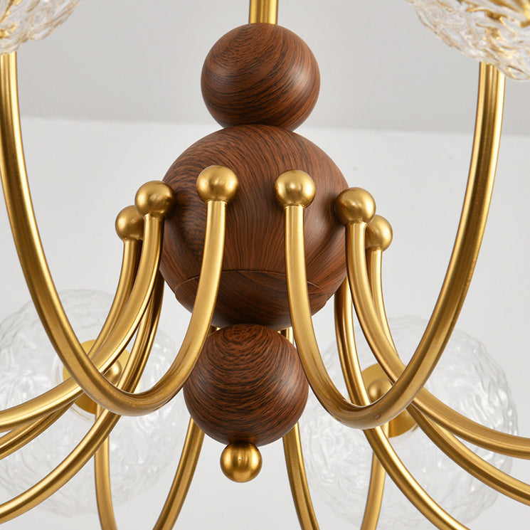 Traditional French Spherical Iron Glass LED Chandelier for Living Room