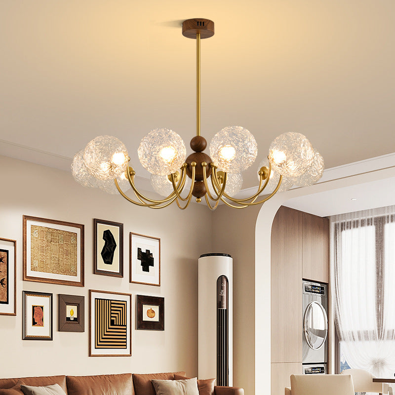 Traditional French Spherical Iron Glass LED Chandelier for Living Room