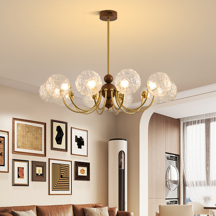 Traditional French Spherical Iron Glass LED Chandelier for Living Room