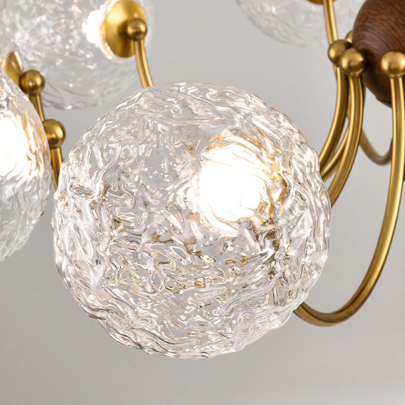 Traditional French Spherical Iron Glass LED Chandelier for Living Room